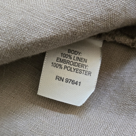 J. Jill 100% Linen Tan Floral Embroidered Pleated Button-Up Shirt Boho Lagenlook - Picture 8 of 8